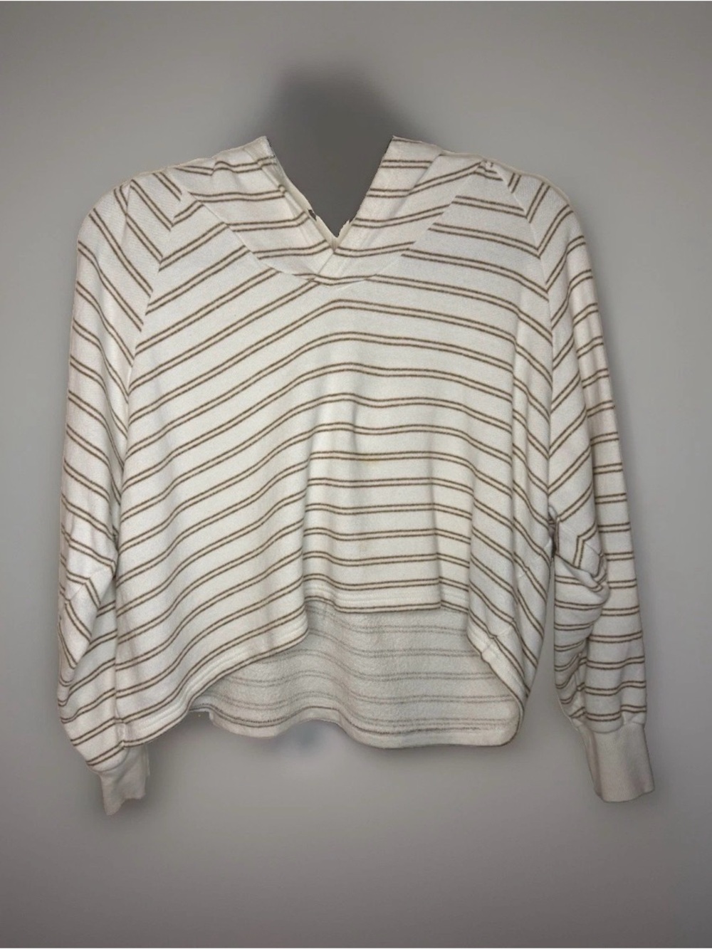 O'Neill Cream and Tan Striped Hoodie Sweatshirt